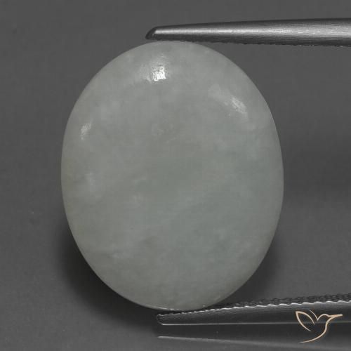 10.86ct Naturale Verde grigiastro Giadeite, Ovale, Traslucido