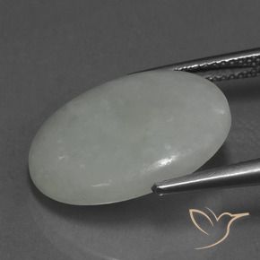 Giadeite Verde grigiastro naturale da 10.86 ct, Ovale, Traslucido