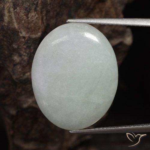 16.93ct Naturale Verde grigiastro Giadeite, Ovale, Traslucido