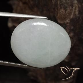 Giadeite Verde grigiastro naturale da 16.93 ct, Ovale, Traslucido