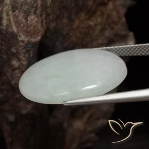 Giadeite Verde grigiastro naturale da 16.93 ct, Ovale, Traslucido