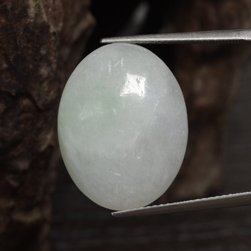 Giadeite naturale bianco da 16,87 ct, taglio ovale, traslucido
