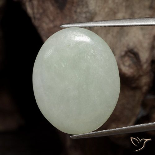 16.46ct Naturale Verde grigiastro Giadeite, Ovale, Traslucido