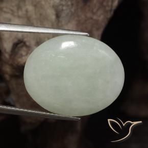 Giadeite Verde grigiastro naturale da 16.46 ct, Ovale, Traslucido