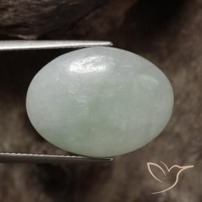 Giadeite Verde grigiastro naturale da 18.35 ct, Ovale, Traslucido