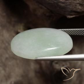 Giadeite Verde grigiastro naturale da 18.35 ct, Ovale, Traslucido