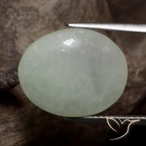 Giadeite Verde grigiastro naturale da 8.80 ct, Ovale, Traslucido