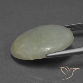 Giadeite Grigio verde naturale da 9.18 ct, Ovale, Traslucido