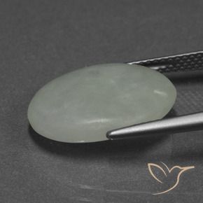 Giadeite Verde grigiastro naturale da 9.66 ct, Ovale, Traslucido