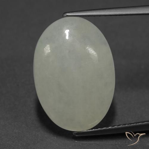 Giadeite Verde grigiastro naturale da 9.03 ct, Ovale, Traslucido