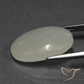 Giadeite Verde grigiastro naturale da 9.03 ct, Ovale, Traslucido