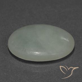 Giadeite Verde grigiastro naturale da 9.44 ct, Ovale, Traslucido