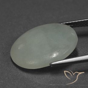 Giadeite Verde grigiastro naturale da 9.44 ct, Ovale, Traslucido