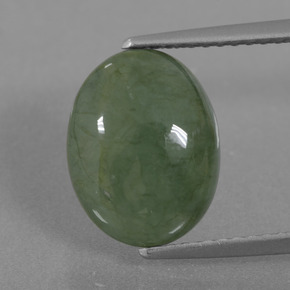 Giadeite naturale verde da 4,90 ct, taglio ovale, traslucido