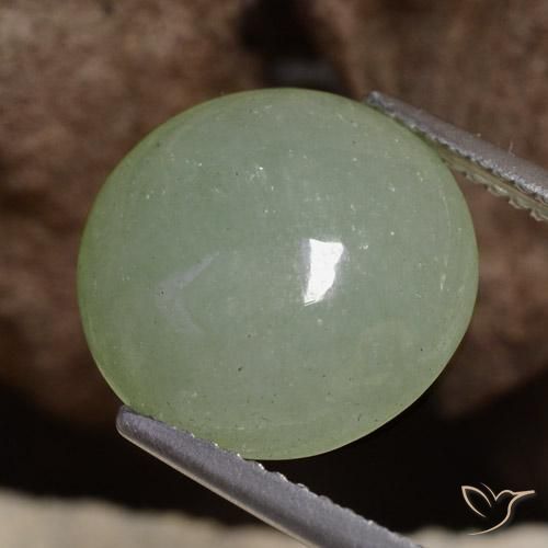 Giadeite Verde muschio grigiastro naturale da 7.56 ct, Rotondo, Traslucido