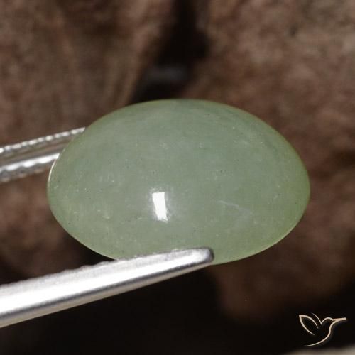 Giadeite Verde muschio grigiastro naturale da 7.56 ct, Rotondo, Traslucido