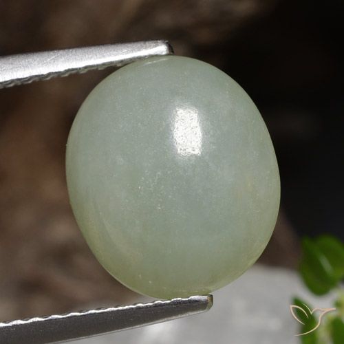 4.89ct Naturale Verde chiaro Giadeite, Ovale, Traslucido