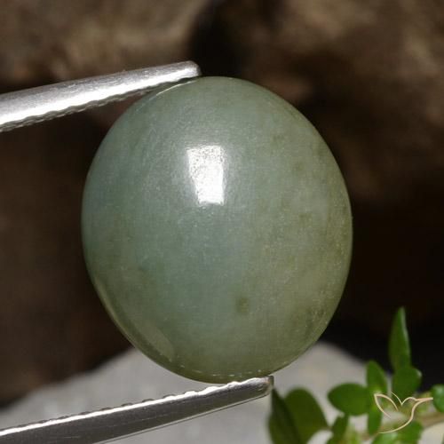 5.81ct Naturale Verde medio Giadeite, Ovale, Traslucido