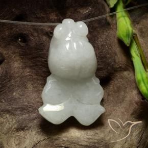 Giadeite Bianco grigio naturale da 42.70 ct, Taglio a fantasia, Traslucido