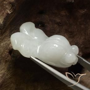 Giadeite Bianco grigio naturale da 42.70 ct, Taglio a fantasia, Traslucido