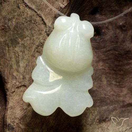 33.53ct Naturale Bianco verdognolo Giadeite, Taglio a fantasia, Traslucido