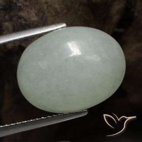 Giadeite Verde pallido naturale da 9.67 ct, Ovale, Traslucido