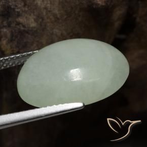 Giadeite Verde pallido naturale da 9.67 ct, Ovale, Traslucido