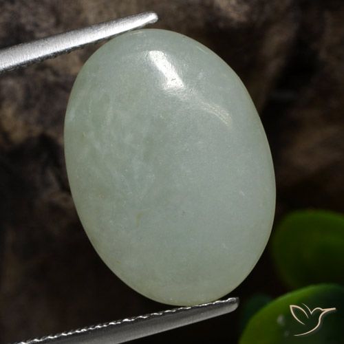 7.34ct Naturale Verde grigiastro Giadeite, Ovale, Traslucido