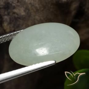 Giadeite Verde grigiastro naturale da 7.34 ct, Ovale, Traslucido