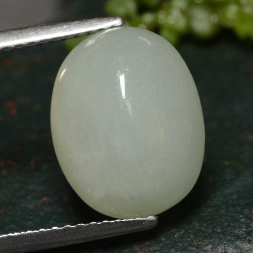 Giadeite naturale bianco da 7,11 ct, taglio ovale, traslucido