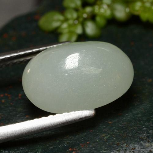 Giadeite naturale bianco da 7,11 ct, taglio ovale, traslucido