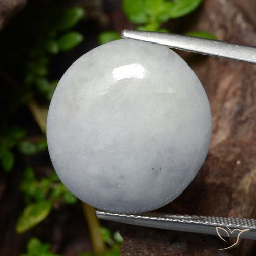 20.39ct Naturale Grigio chiaro Giadeite, Ovale, Traslucido