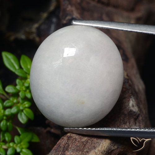 23.32ct Naturale Grigio molto chiaro Giadeite, Ovale, Traslucido