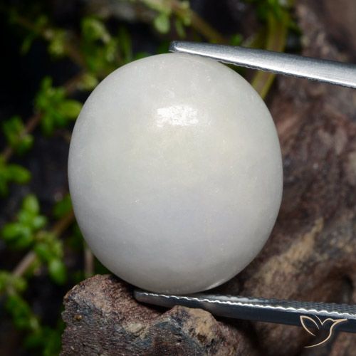 21.02ct Naturale Bianco grigio Giadeite, Ovale, Traslucido