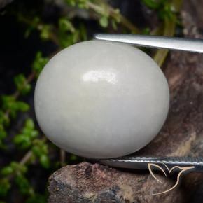 Giadeite Bianco grigio naturale da 21.02 ct, Ovale, Traslucido