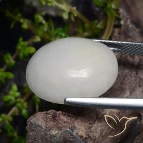 Giadeite Bianco grigio naturale da 21.02 ct, Ovale, Traslucido