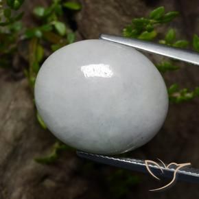 Giadeite Bianco grigio naturale da 22.14 ct, Ovale, Traslucido
