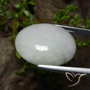 Giadeite Bianco grigio naturale da 22.14 ct, Ovale, Traslucido