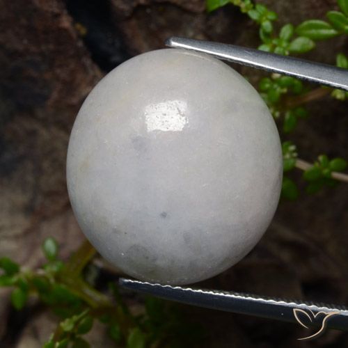 21.41ct Naturale Bianco grigio Giadeite, Ovale, Traslucido