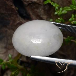 Giadeite Bianco grigio naturale da 21.41 ct, Ovale, Traslucido