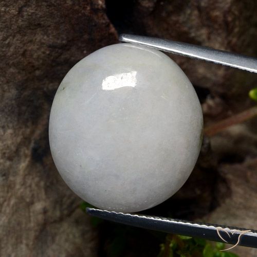 Giadeite Bianco grigio naturale da 21.22 ct, Taglio ovale, Traslucido