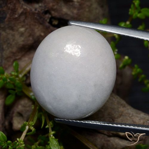 22.55ct Naturale Bianco grigio Giadeite, Ovale, Traslucido