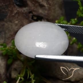 Giadeite Bianco grigio naturale da 22.55 ct, Ovale, Traslucido