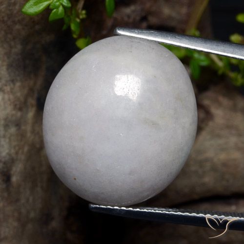 24.10ct Naturale Bianco grigio Giadeite, Ovale, Traslucido
