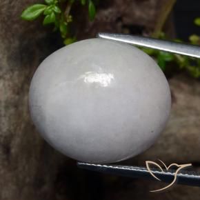 Giadeite Bianco grigio naturale da 24.10 ct, Ovale, Traslucido