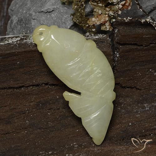 30.43ct Naturale Giallo verdastro Giadeite, Taglio a fantasia, Traslucido