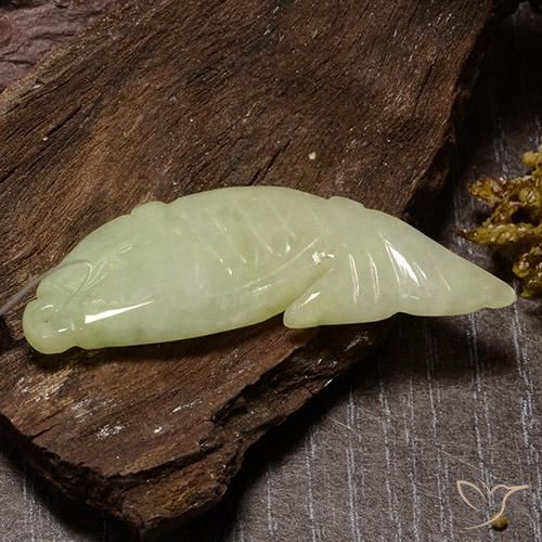 Giadeite Giallo verdastro naturale da 27.20 ct, Taglio a fantasia, Traslucido