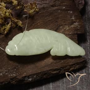 Giadeite Verde grigiastro naturale da 28.12 ct, Taglio a fantasia, Traslucido