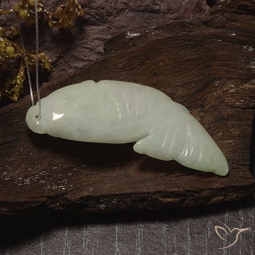 31.73ct Naturale Verde grigiastro Giadeite, Taglio a fantasia, Traslucido