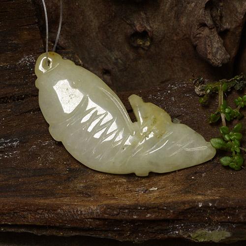Giadeite naturale giallo da 26,52 ct, forma fantasia, traslucido